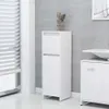 A white bathroom cabinet is shown in a modern bathroom setting. Produktbild-Vorschau