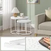 Tavolino rotondo 2 pezzi marmo bianco gambe 53/43 cm set da Anteprima dell’immagine prodotto 9