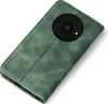 A green flip cover phone case is shown from a diagonal top-down view against a white background. Produktbild-Vorschau