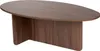 A brown oval coffee table with a curved base. Anteprima dell’immagine prodotto