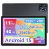A tablet is shown from the front and back, with marketing text and graphics overlaid on the screen. Produktbild-Vorschau