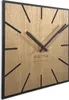 A square wooden wall clock with black hour markers and hands. Náhled obrázku produktu