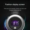 Close-up of a digital watch with a glowing screen displaying radio frequency. Produktbild-Vorschau