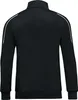 A black polyester jacket with white piping on the shoulders and sleeves, shown from the back. Produktbild-Vorschau