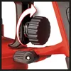 A close-up view of a red and black paint sprayer with a white arrow indicating a turning motion. Produktbild-Vorschau
