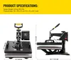 SucceBuy 15 x 15 Inch Heat Press Machine 5-in-1 Combo Swing Produktbild-Vorschau 8