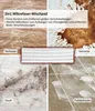 A collage of four images showing different types of dirt and debris, with a central image of a microfiber mop pad. Text overlays describe the mop pad's features and the types of messes it can clean. Produktbild-Vorschau