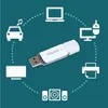 A Philips USB stick is shown in the center, surrounded by icons representing various devices it can connect to, such as a car, laptop, desktop computer, printer, and speakers. Náhled obrázku produktu