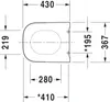 A technical drawing of a toilet seat with dimensions indicated. Produktbild-Vorschau