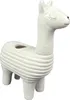 A white ceramic llama planter. Voir les images du produit