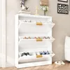 VOWNER Schuhschrank Weiss, 80 x 17 x 108 cm, 3 Klappen, Produktbild-Vorschau 6