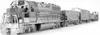 A metal model of a train locomotive and four freight cars, presented on a white background. Voir les images du produit