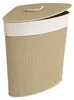 HOMCOM Bambus Wäschekorb mit Deckel 55 L Eck Wäschesammler Produktbild-Vorschau 1