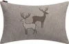 A rectangular pillow with a textured fabric and a graphic of two deer. Produktbild-Vorschau