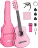 A pink guitar and its accessories are laid out on a white background. Anteprima dell’immagine prodotto