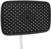 A close-up view of a shower head with a black surface and white water nozzles, mounted on a white pole. Náhled obrázku produktu