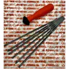 A set of STIHL files and a file handle are laid out on a patterned background. Produktbild-Vorschau