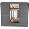 A gray wardrobe with mirrored doors and drawers. Voir les images du produit