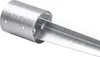A close-up view of a galvanized steel ground sleeve, also known as a post anchor or ground spike. Produktbild-Vorschau