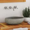 vidaXL Lavabo en pierre de rivière ovale 30-37 cm Voir les images du produit 9