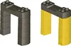 Two building block archways, one gray and one yellow, are shown against a white background. Produktbild-Vorschau