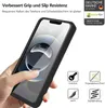 A hand holding a smartphone with a black case, showcasing its features. Produktbild-Vorschau