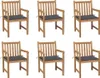 Gartenstühle 6 Stk. mit Anthrazit Kissen Massivholz Teak Produktbild-Vorschau 1
