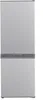 A front view of a silver refrigerator. Produktbild-Vorschau
