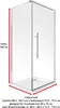 A diagram of a shower cabin with dimensions and installation measurements. Produktbild-Vorschau