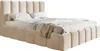 A beige upholstered bed with a headboard and footboard, shown from a side angle against a white background. Náhled obrázku produktu