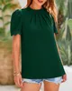 ASKSA Damen Chiffon Blusen Stehkragen Elegant Falten Produktbild-Vorschau 4