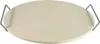 A round pizza stone with a metal stand. Produktbild-Vorschau