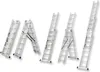 Multiple configurations of an aluminum multi-purpose ladder shown against a white background. Produktbild-Vorschau