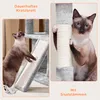 A split image showing a cat interacting with a cat tree. The left side shows a cat scratching a ramp, and the right side shows a cat hugging a sisal-wrapped post. Podgląd zdjęcia produktu
