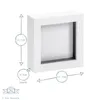 A white box frame with dimensions indicated by measurement lines and text. Produktbild-Vorschau
