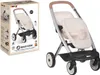 A product shot of a twin doll stroller next to its packaging. Produktbild-Vorschau