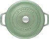 A top-down view of a green Staub cocotte pot. Produktbild-Vorschau