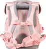 The back of a pink school backpack with rainbow and star patterns. Voir les images du produit