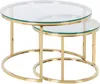 A set of two nesting coffee tables with glass tops and gold metal frames. Náhľad obrázku produktu