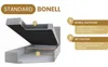 Diagram of a bed frame with labels pointing to different components. Produktbild-Vorschau