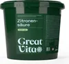 A dark green bucket of citric acid powder. Produktbild-Vorschau