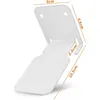 A white metal shelf bracket with dimensions indicated by orange lines and text. Produktbild-Vorschau