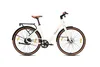 A studio shot of a white electric city bicycle with brown accents. Produktbild-Vorschau