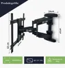 A black TV wall mount is shown mounted on a white wall with dimensions and specifications indicated by text and lines. Produktbild-Vorschau