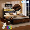Łóżko metalowe, podwójne, 180x200 cm, z oświetleniem LED, Podgląd zdjęcia produktu 4