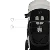 Close-up of a stroller with icons indicating safety features. Voir les images du produit