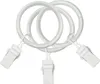 Three white curtain rings with clips are arranged in a cluster against a white background. Produktbild-Vorschau