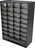 A black storage cabinet with 33 clear drawers. Produktbild-Vorschau