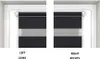 Two identical roller blinds are shown side-by-side, mounted in window frames. Text labels indicate 'LEFT LINKS' and 'RIGHT RECHTS' below each blind. Produktbild-Vorschau