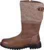 A single brown leather and felt boot is shown against a white background. Voir les images du produit
